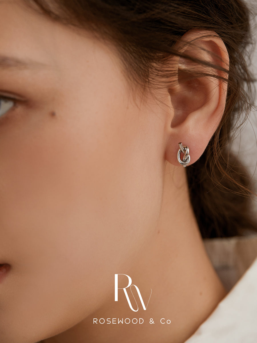 Dainty White Gold Knot Stud Earring