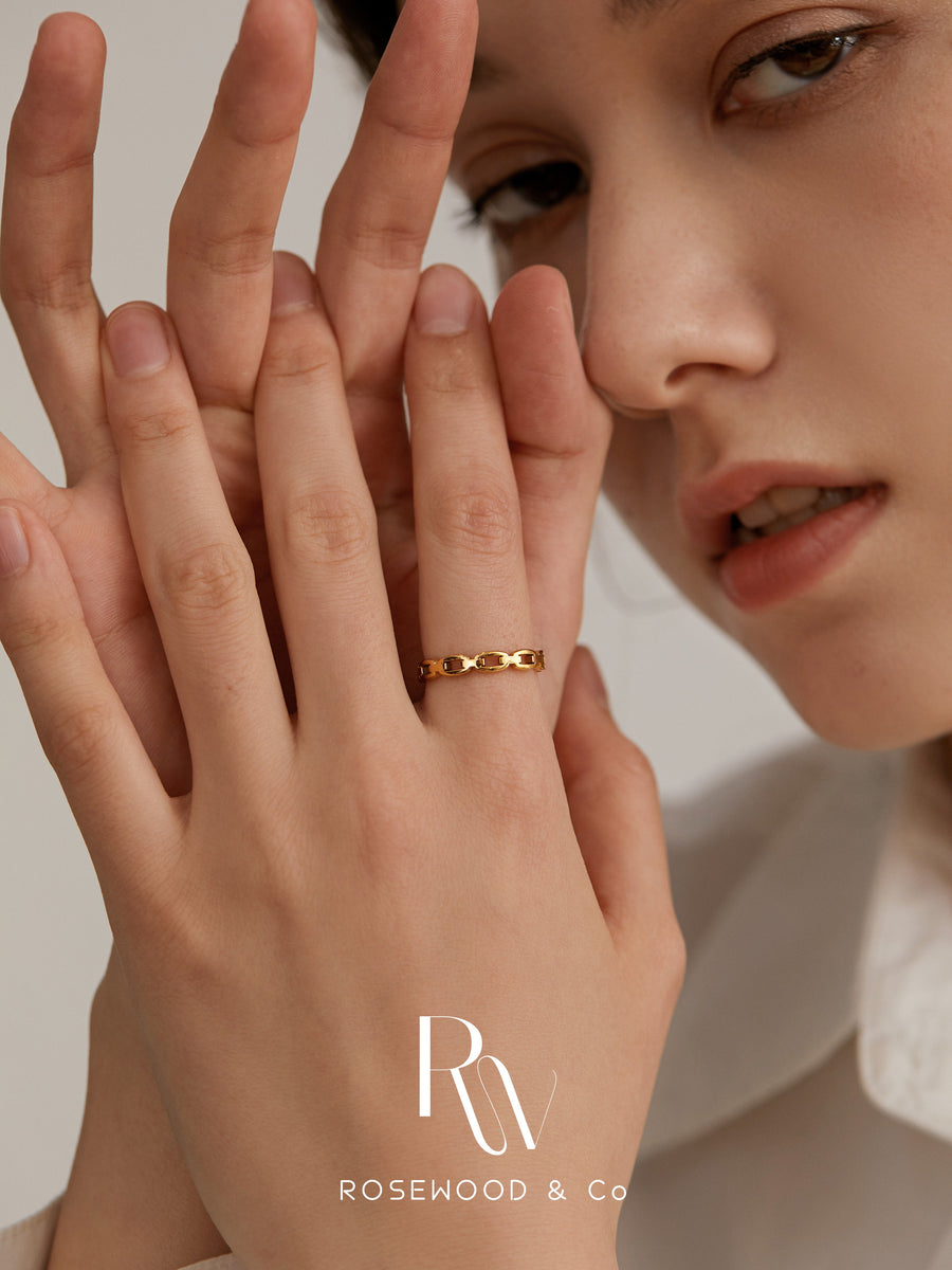 Gold Hollow Chain Band Ring