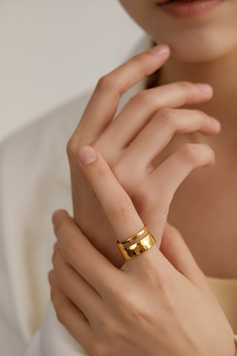 Gold Chunky Double Band Ring
