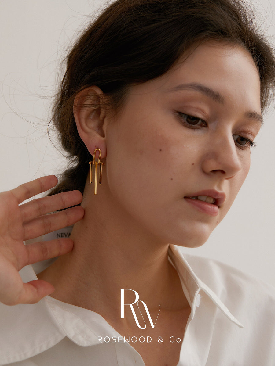 Chunky Gold Drop Earring, Non Tarnish Bar Drop Earring, Light Weight Gold Dangle Earring, Minimalist Everyday Earring, Gift for mom
