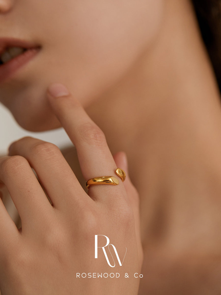 Non Tarnish Gold Plated Open Ring, Waterproof 18K Gold Band Ring, Stackable Chain Ring, Dainty Simple Ring, Gift for mom