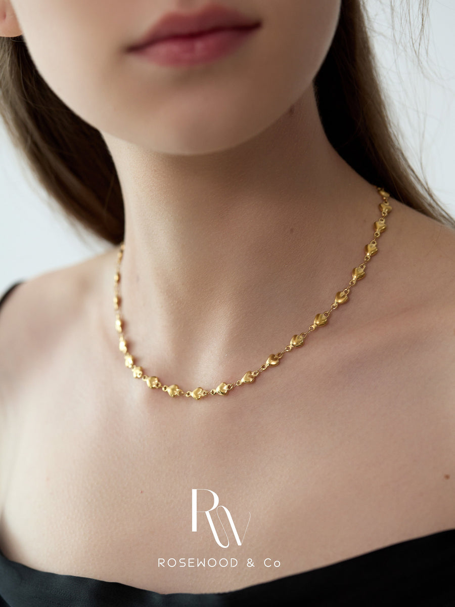 Non Tarnish Gold Heart Necklace, Waterproof Gold Chain Necklace, 18K Gold Plated Charm Bracelet, Gold Heart Bracelet, Gift for her