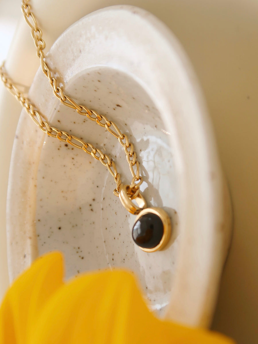 Nature Onyx Drop Earring, Black Onyx Drop Earring, Black Agate Hoops, Non Tarnish 18K Gold Plated Delicate Hoop Earring, Gift for her