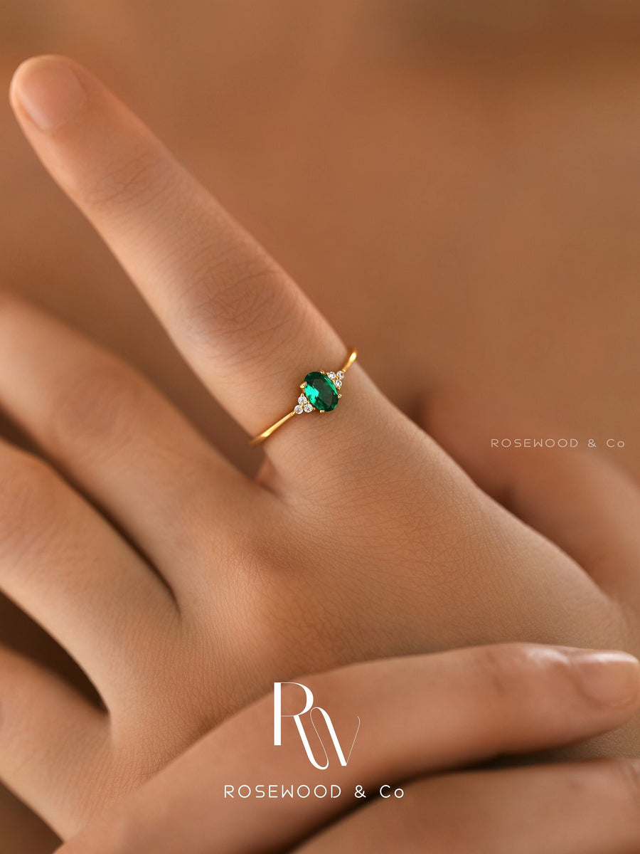 Gold Vermeil Green Gemstone Ring, Paved Diamond Signet Ring, Green Zircon Signet Ring, Gift for her, Gift for mom