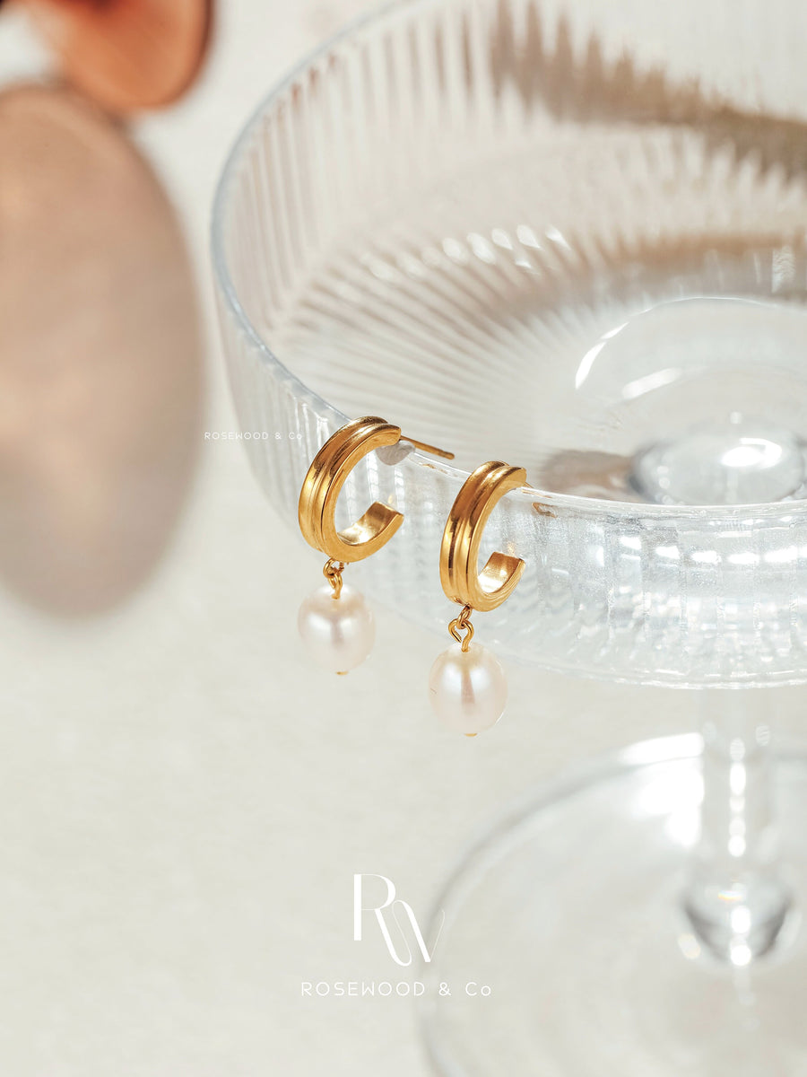 Gold Plated Fresh Water Pearl Drop Earrings, Gold Dangle Earring, Genuine Pearl Drop Earrings, Gift for her, Gift for mom