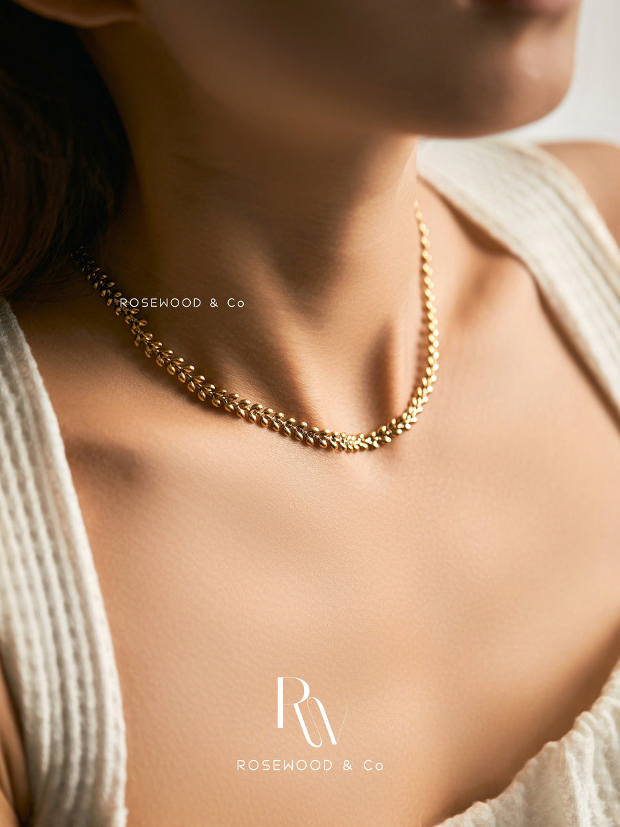 4 mm Wheat Chain Necklace, Non Tarnish Gold Chain Necklace, Waterproof Gold Adjustable 14-16' Necklace, Layering Necklace