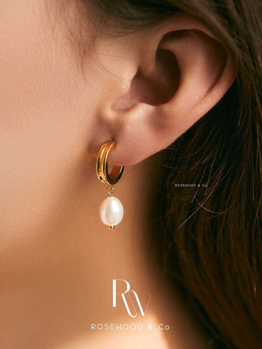 Gold Plated Fresh Water Pearl Drop Earrings, Gold Dangle Earring, Genuine Pearl Drop Earrings, Gift for her, Gift for mom